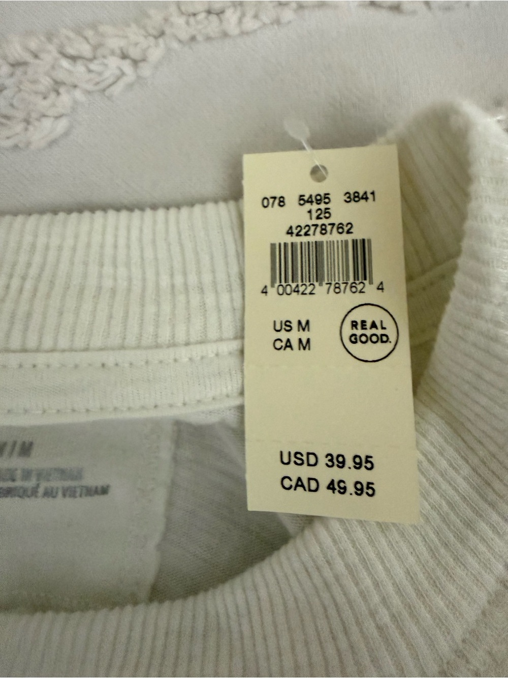 aerie Cream Ribbed-Neck Tee with Subtle Logo - Picture 3 of 16